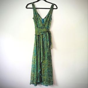 RARE Vintage 90’s Betsey Johnson Snake Print Silk Chiffon Wrap Dress, Small